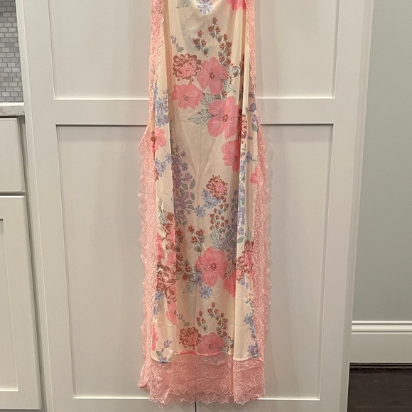 Worn 1x Free People Suddenly Fine Maxi Slip Floral Sheer Lace-trimmed Maxi Dress - Picture 7 of 10